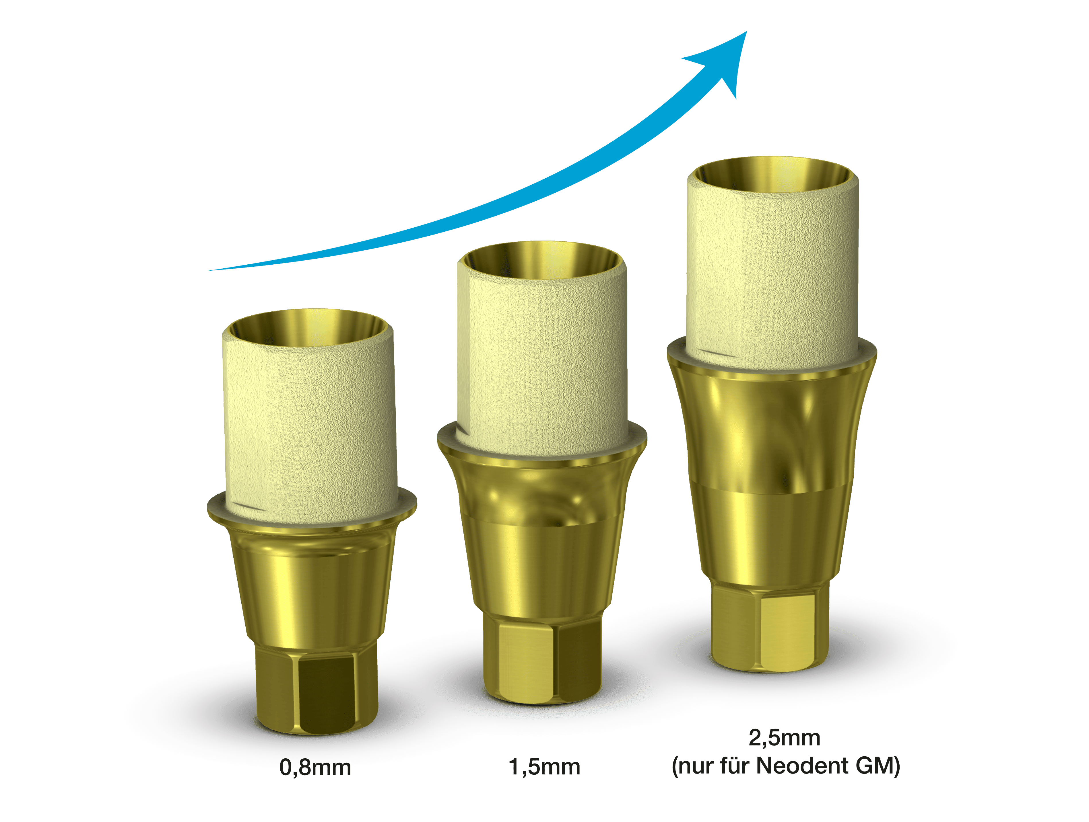 Gingivahöhen der Thinner ANGLEBase® von 0,8 mm, 1,5 mm und 2,5 mm
